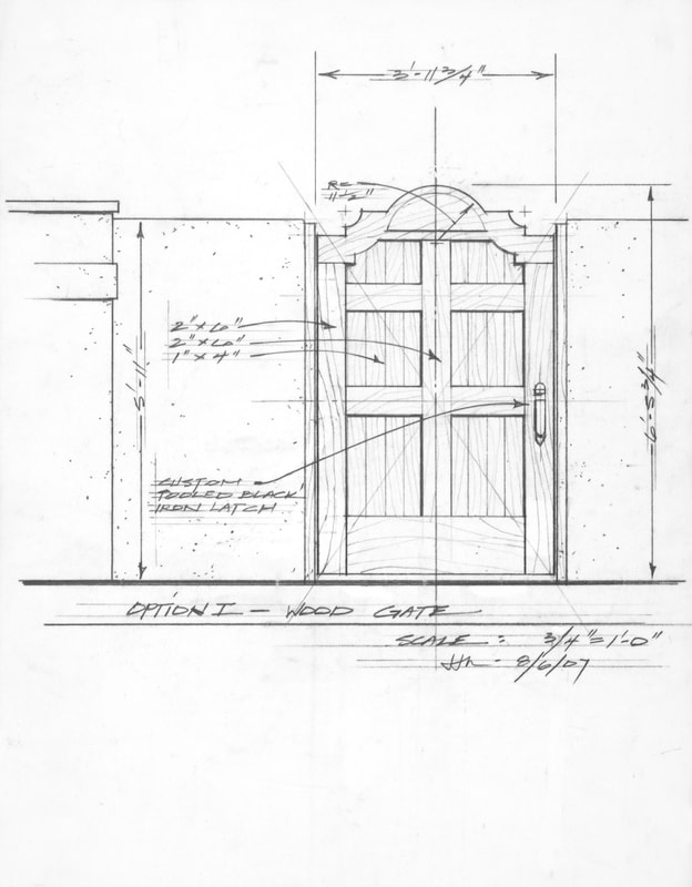 Image of a design for a hand drawn custom fence gate. 